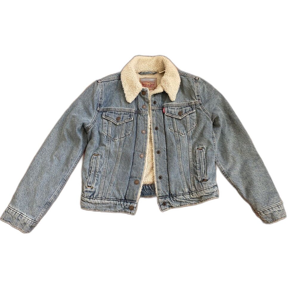 Levi's Sherpa Lined Denim Trucker Jacket Medium Wash XS